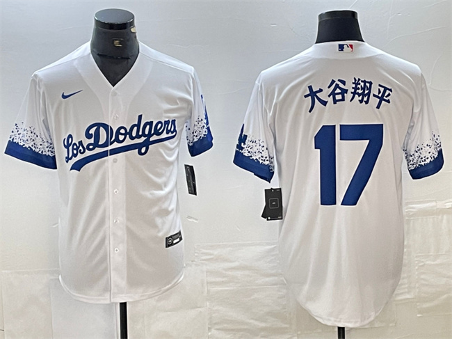 Men's Los Angeles Dodgers #17 大谷翔平 White City Connect Cool Base Stitched Jersey Men's Los Angeles Dodgers #17 大谷翔平 White City Connect Cool Base Stitched Jersey